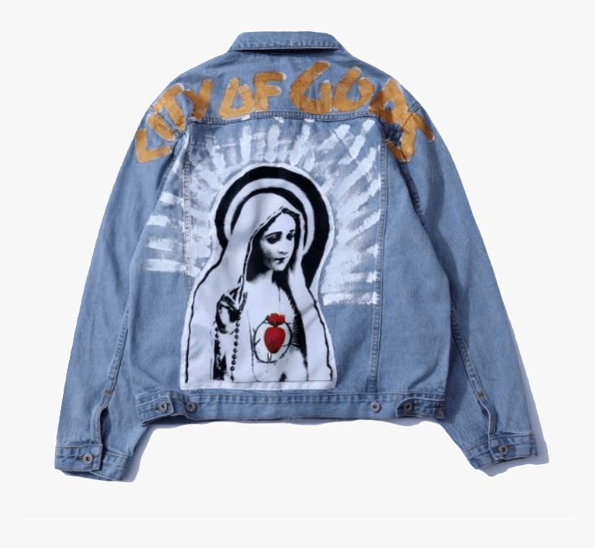 "mother Mary - Painting On Jeans Jacket, HD Png Download, Free Download