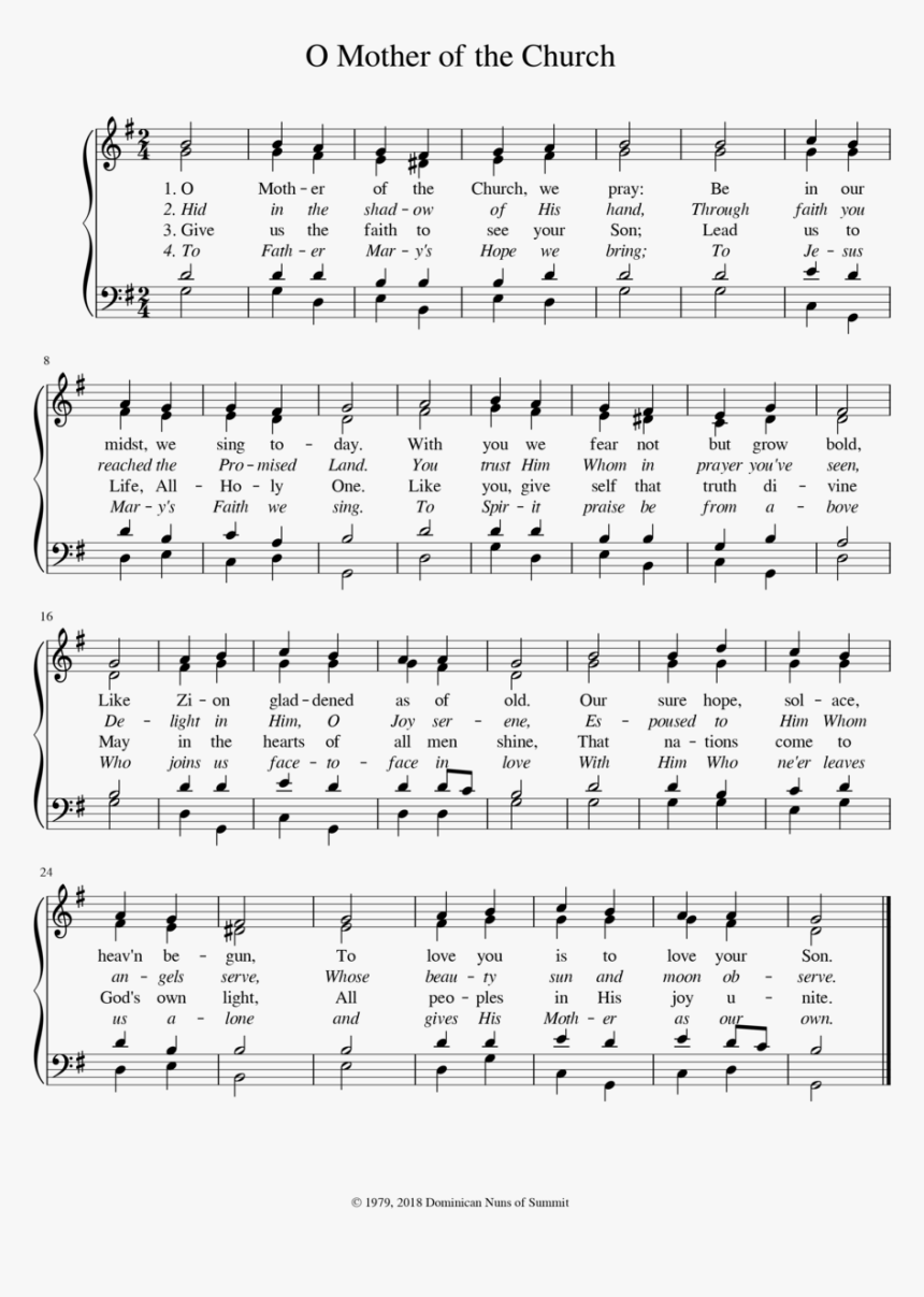 O Mother Of The Church-1 - Sheet Music, HD Png Download, Free Download