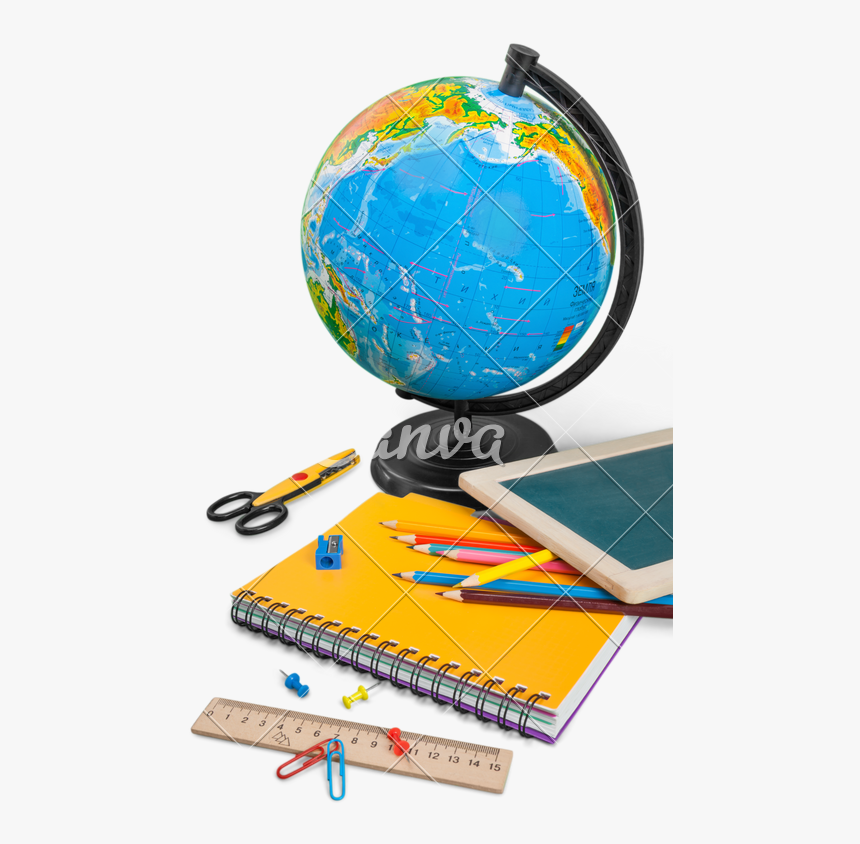 Colorful School Supplies - Globe, HD Png Download, Free Download