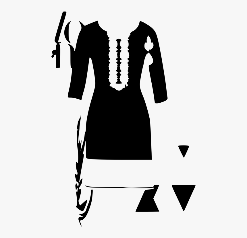 Shoulder,silhouette,neck - Salwar Kameez Clipart Black And White, HD Png Download, Free Download