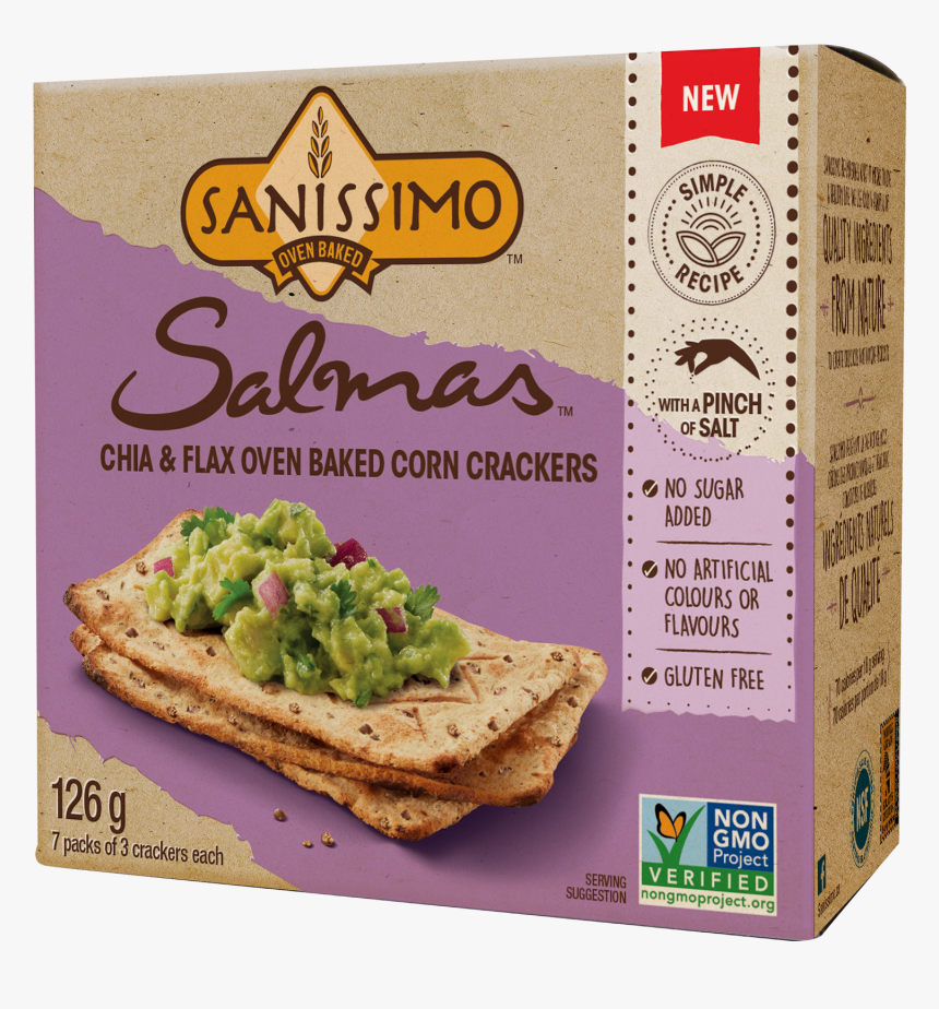 Sanissimo® Salmas™ Chia And Flax Oven Baked Crackers - Salmas Crackers, HD Png Download, Free Download