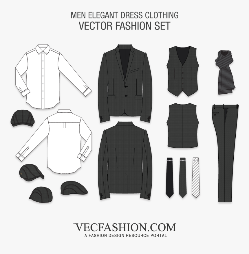 Men Dress Clothing Vector Set"
 Class="lazyload Lazyload - Army Green Hoodie Template, HD Png Download, Free Download