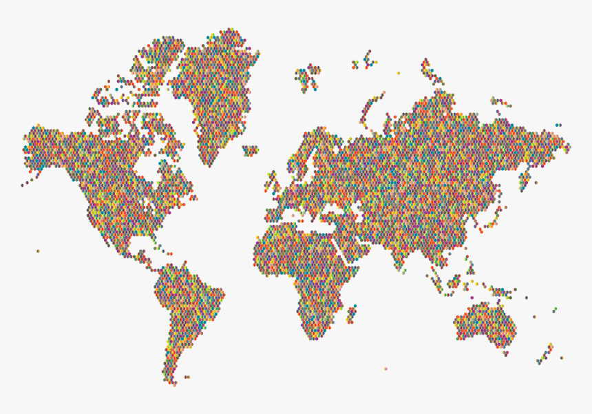 Prismatic Hexagonal World Map 3 No Background Clip - Hexagonal Map Of The World, HD Png Download, Free Download