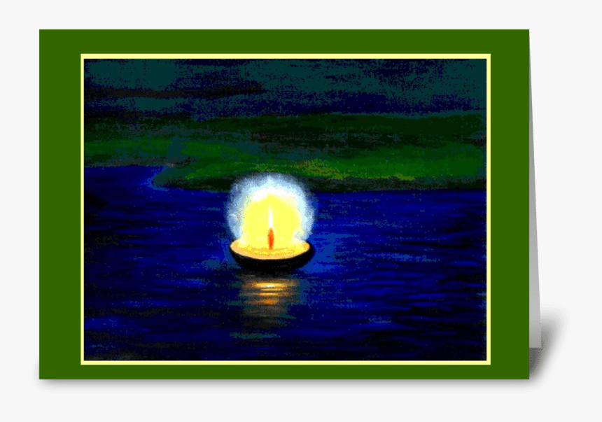 Diwali Floating Single Candle Greeting Card - Candle, HD Png Download, Free Download