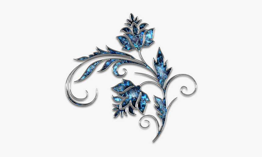 Decor, Ornament, Jewelry, Flower, Blue, Silver - Silver And Blue Flower Png, Transparent Png, Free Download