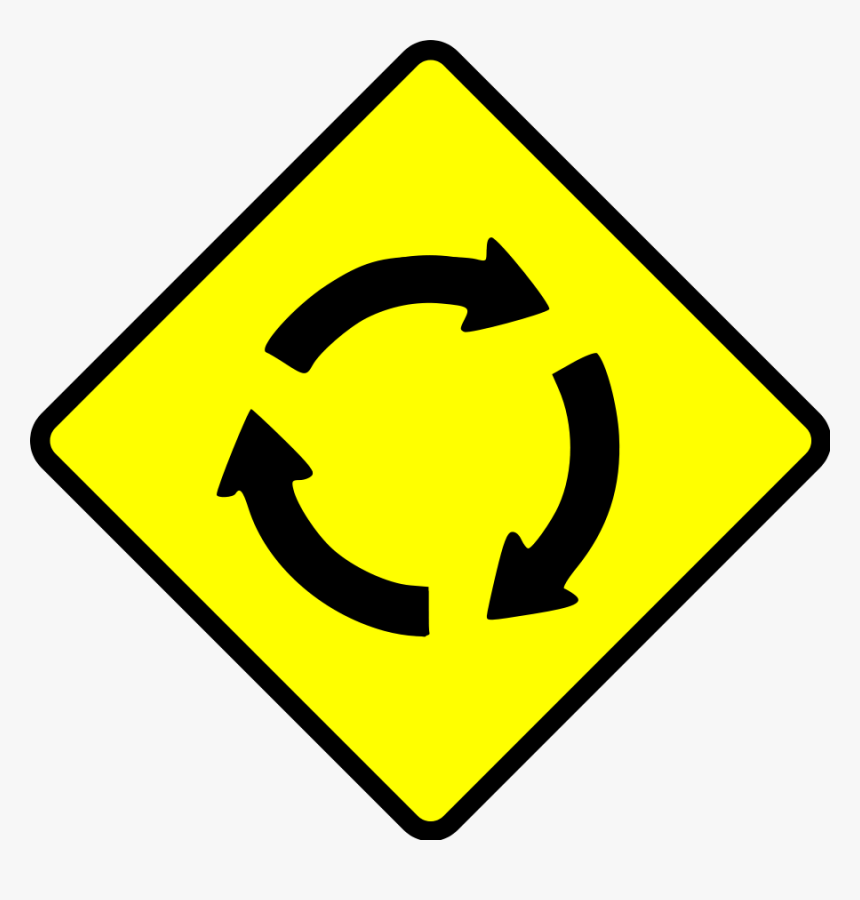 Caution-roundabout - Roundabout Sign, HD Png Download, Free Download