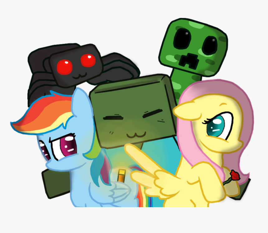 Bristlestream, Creeper, Crossover, Fluttershy, Minecraft, - Rainbow Dash In Minecraft, HD Png Download, Free Download