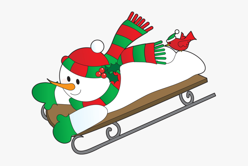 Sled Cliparts - Snowman On A Sled, HD Png Download, Free Download