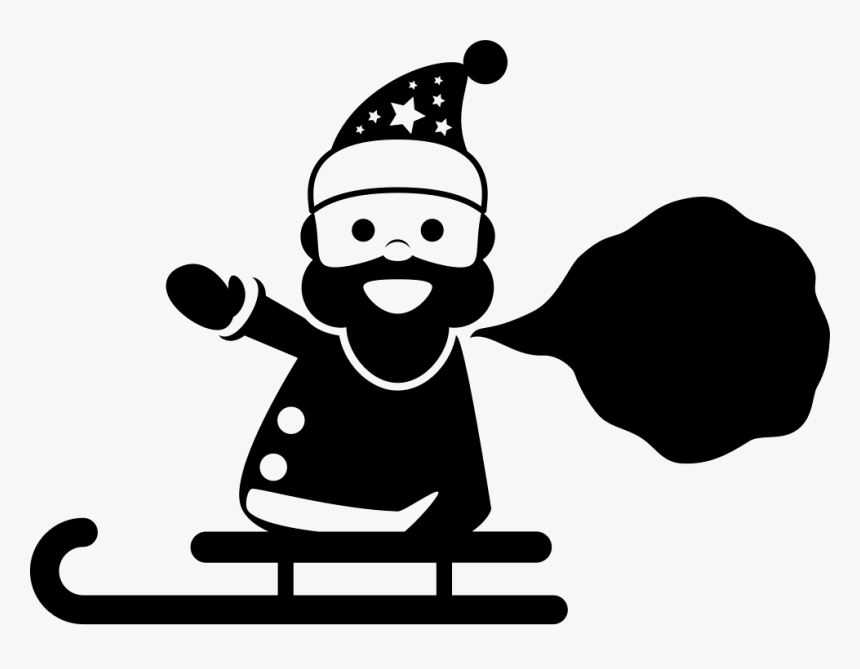 Santa Claus With A Gifts Bag Standing On A Sled - Santa Claus Icon Png, Transparent Png, Free Download