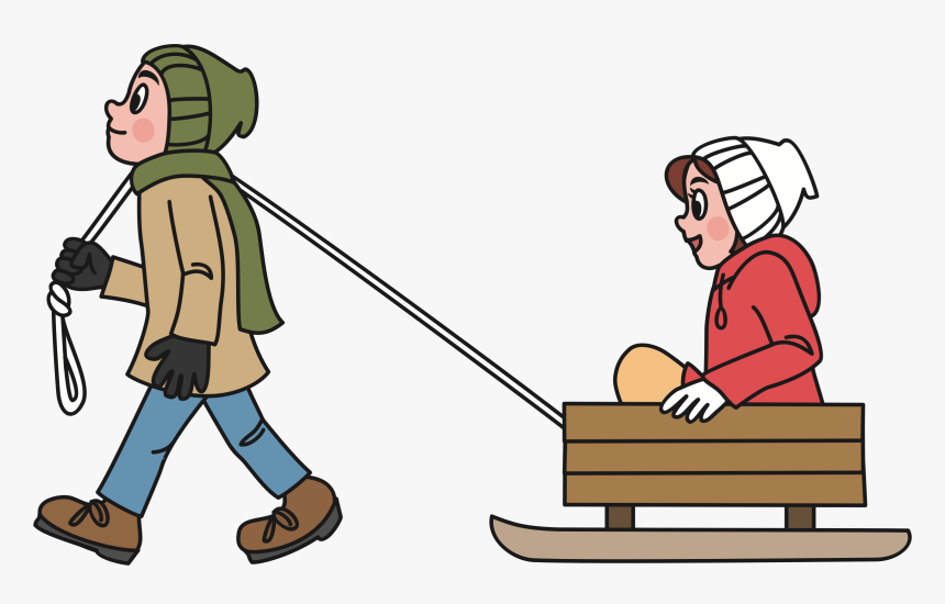 Transparent Sledding Clipart - Pulling A Sled Clipart, HD Png Download, Free Download