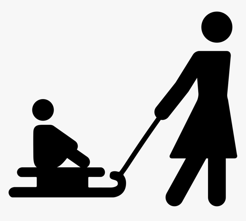 Mother Carrying His Son On A Sled - Icon, HD Png Download, Free Download