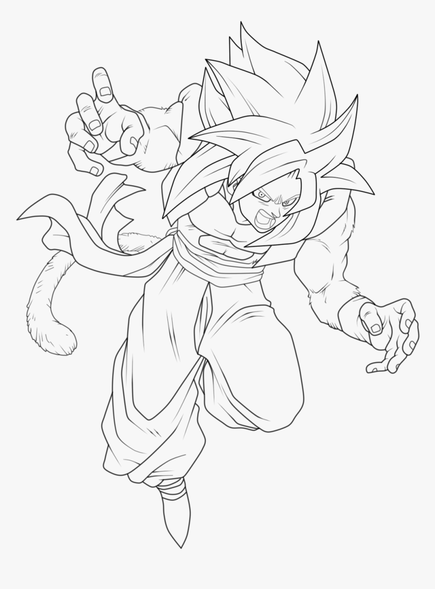 Gogeta Ssj4 Line By Grosoemanuel - Disney Colouring Alice In Wonderland, HD Png Download, Free Download