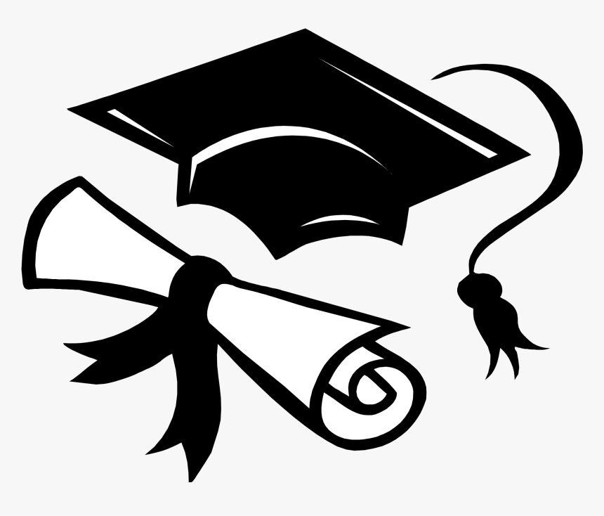 Graduation Cap And Diploma Clipart Black And White, HD Png Download, Free Download