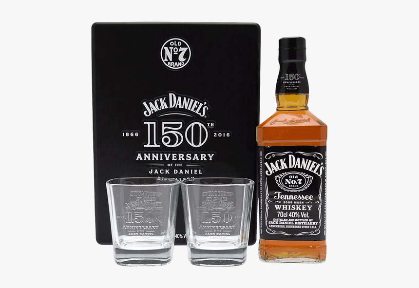 Jack Daniels Black Viviedo La Musica W/ 2 Glasses - Jack Daniels 150th Anniversary 700ml, HD Png Download, Free Download