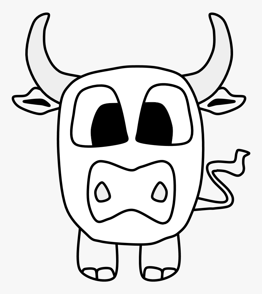 Bull, Big Eyes, Black And White, Cartoon Animal, Png - Black And White Cartoon Bull, Transparent Png, Free Download