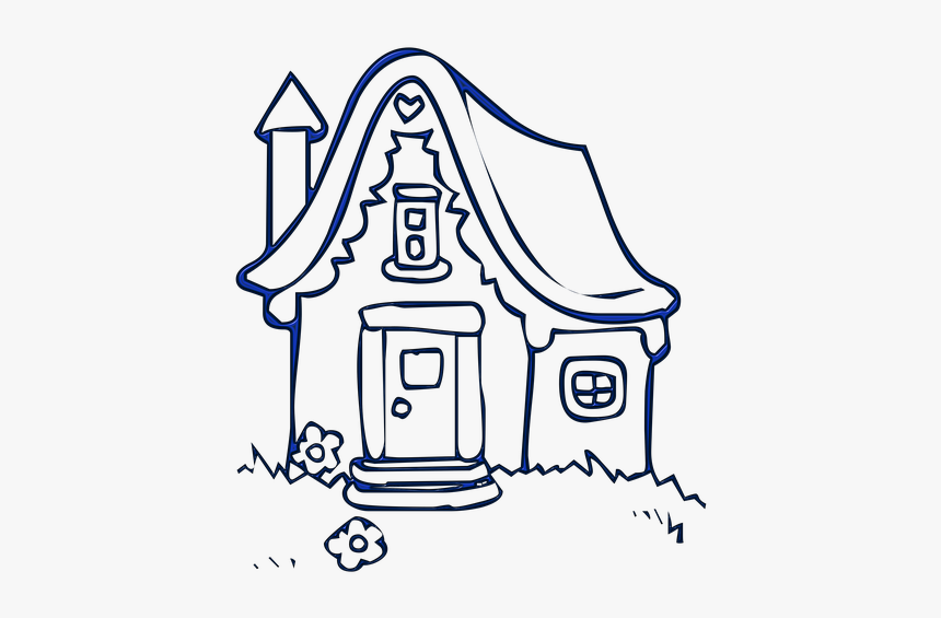 House, Cottage, Building, Housing, Village - Cartoon House Line Drawing, HD  Png Download - kindpng