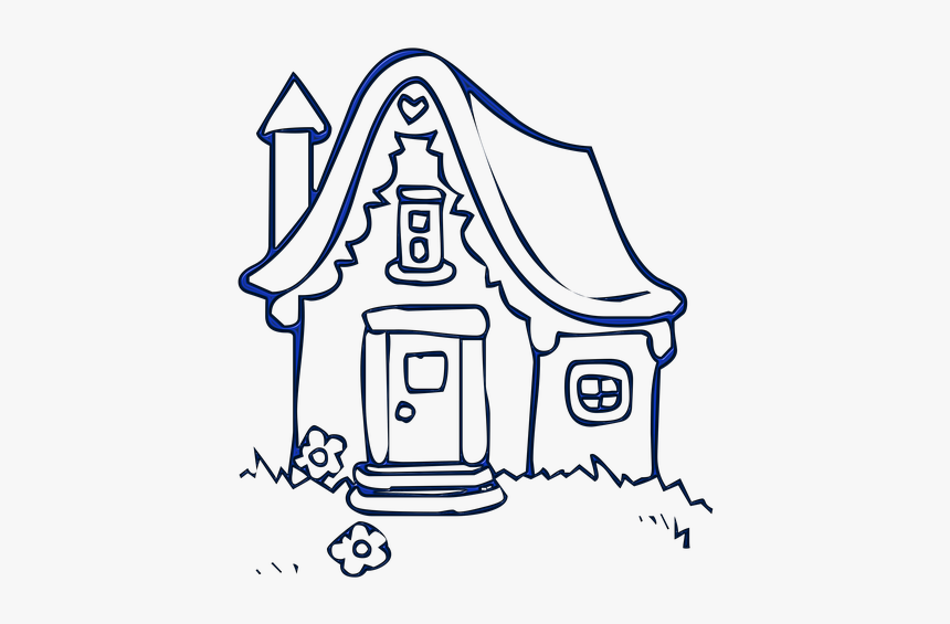 House, Cottage, Building, Housing, Village - Cartoon House Line Drawing, HD Png Download, Free Download