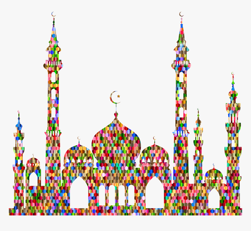 Chromatic Hex Grid Mosque Silhouette 2 Clip Arts - Mosque Black And White, HD Png Download, Free Download