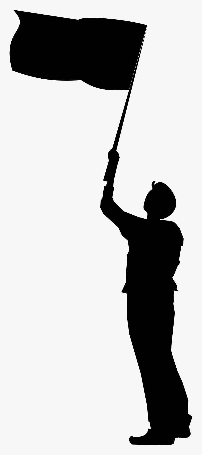 Man With Flag Clip Arts - Silhouette Holding Flag, HD Png Download, Free Download