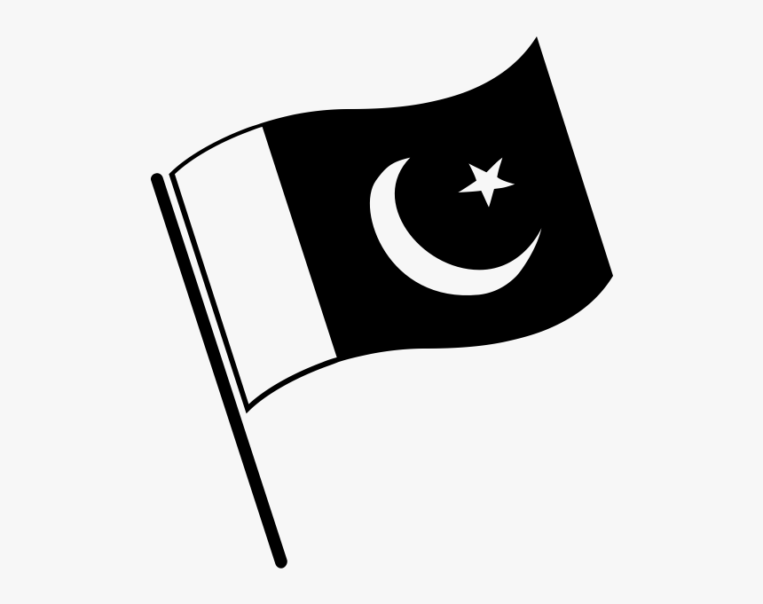 Pak Flag Black And White - Pakistan Flag Black White, HD Png Download, Free Download