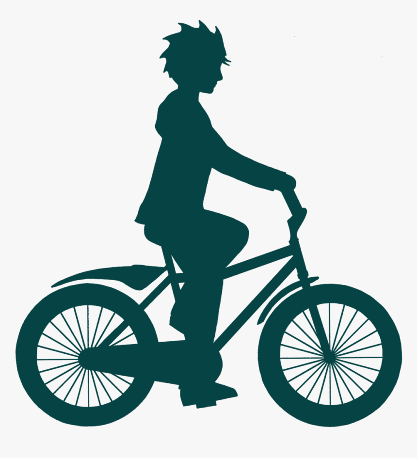 Boy On A Fat Tire Mountain Bike Turquoise Silhouette - Stranger Zia S Bike, HD Png Download, Free Download