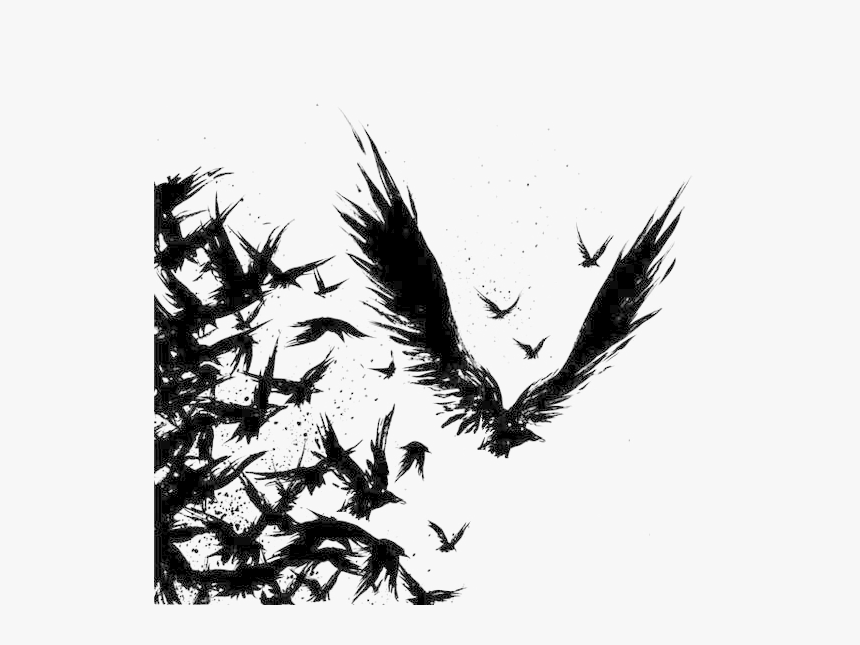 Clip Art Collection Of Free Drawing - Flock Of Ravens Tattoo, HD Png Download, Free Download