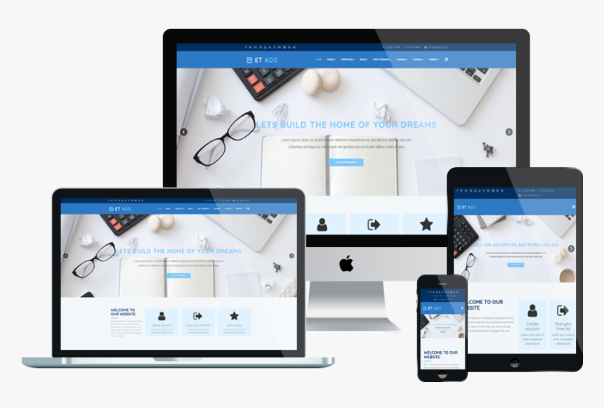 Et Ads Free Responsive - Responsive Template Png, Transparent Png, Free Download