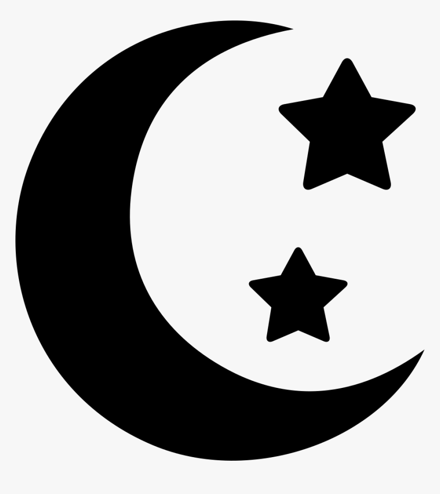 Crescent Moon Phase Shape With Two Stars Moon And Stars Transparent