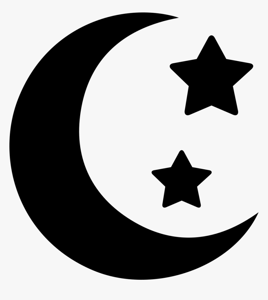 Crescent Moon Phase Shape With Two Stars - Moon And Stars Transparent Background, HD Png Download, Free Download