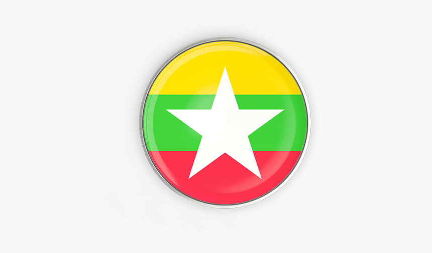 Round Button With Metal Frame - Myanmar Flag Icon Png, Transparent Png, Free Download