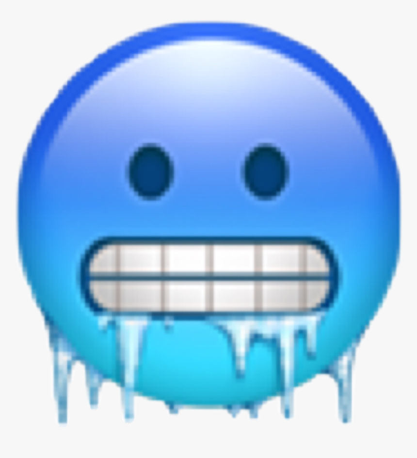 #cringe #emoji #frozen #blueemoji #blueaesthetic #freetoedit - Ice Face Emoji, HD Png Download, Free Download