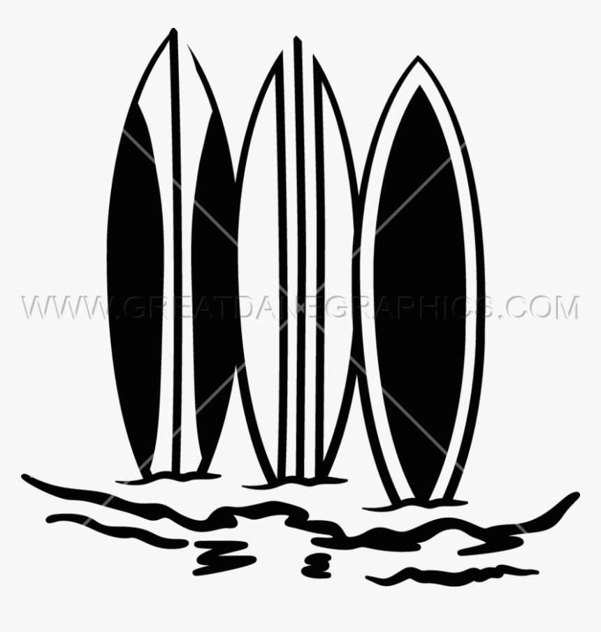Download Surfboard Black And White Illustration Transparent - Surf Board Black & White, HD Png Download, Free Download