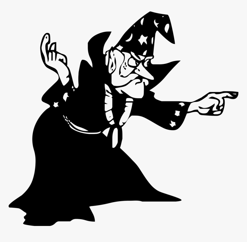 Magician Silhouette Clip Art - Wizard Clipart Black And White, HD Png Download, Free Download