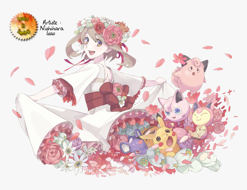 Flora & Pikachu & Rattata & Rondoudou & Melofée - Render Manga, HD Png Download, Free Download
