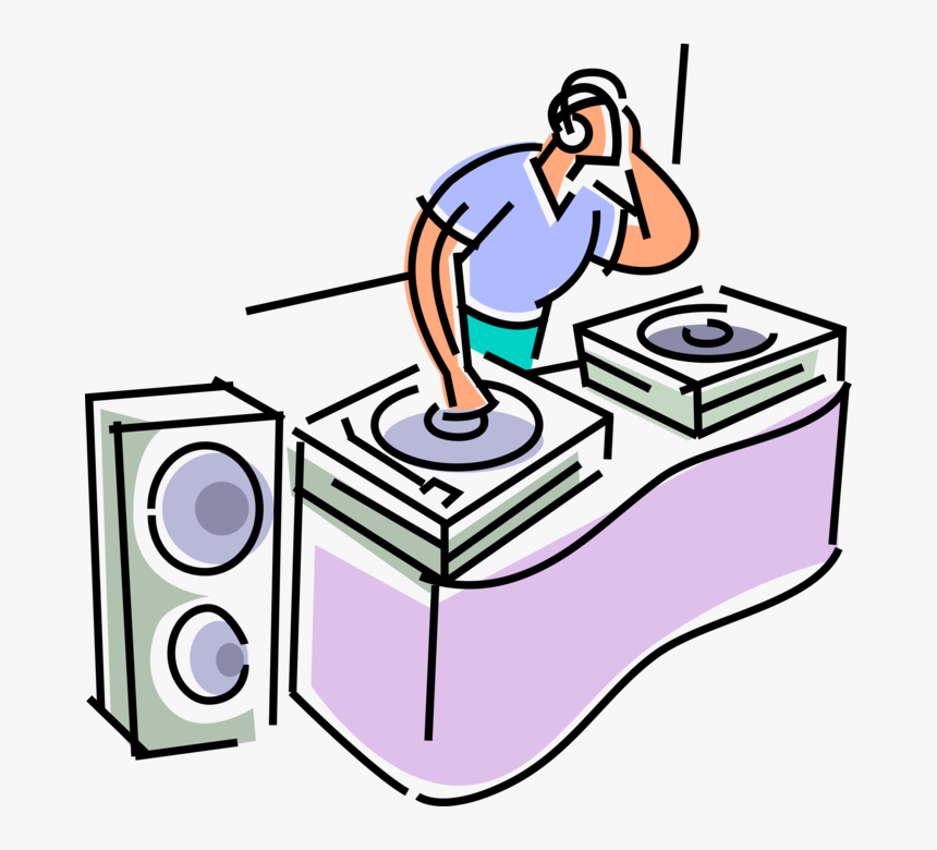 Vector Illustration Of Disc Jockey Dj Deejay In Nightclub, HD Png Download, Free Download