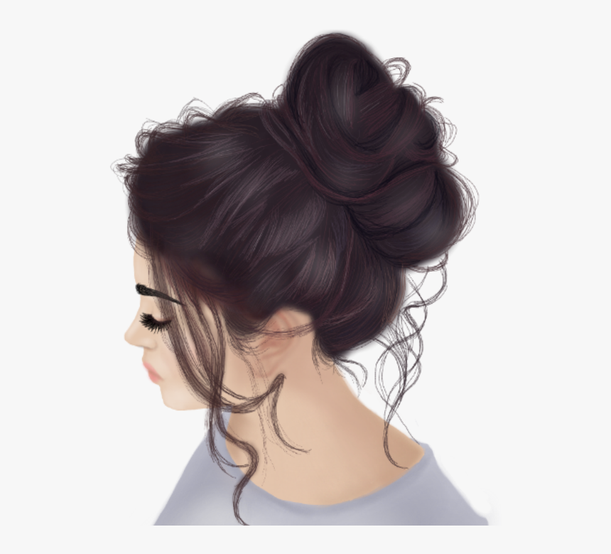 Transparent Hair Bun Png - Hair In Bun Drawing, Png Download, Free Download