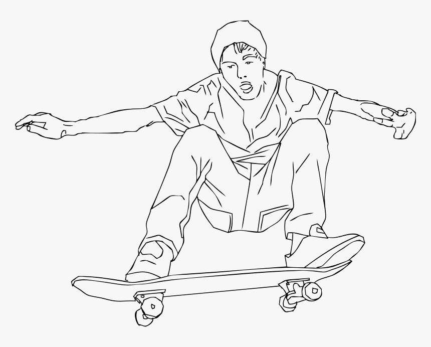 Ollie - Skateboarding Black And White Clipart, HD Png Download, Free Download