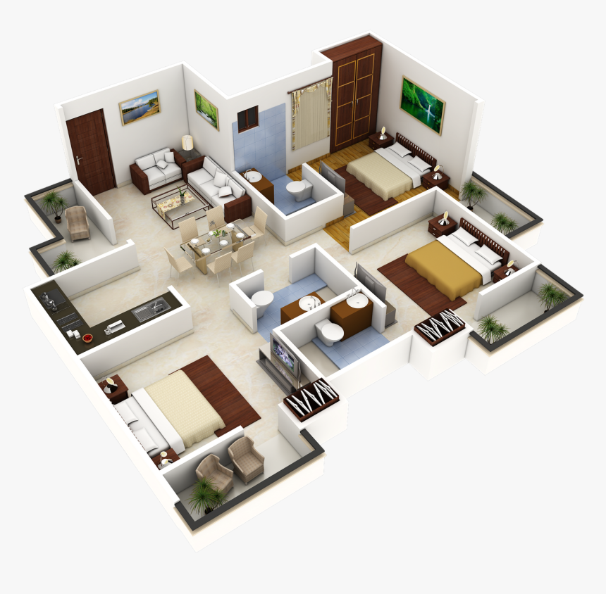 Unique Plan 3d Plans For Houses Full Size - 2 Story House Floor Plan Designs, HD Png Download, Free Download