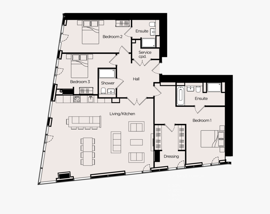 Deansgate Square South Tower 24 - Floor Plan, HD Png Download, Free Download