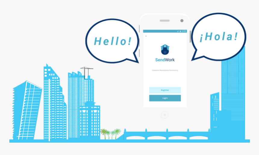 Sendwork Provider App With Miami Skyline - Graphic Design, HD Png Download, Free Download