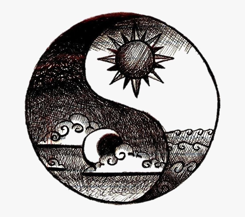 Sun And Moon Yin Yang Drawings, HD Png Download, Free Download