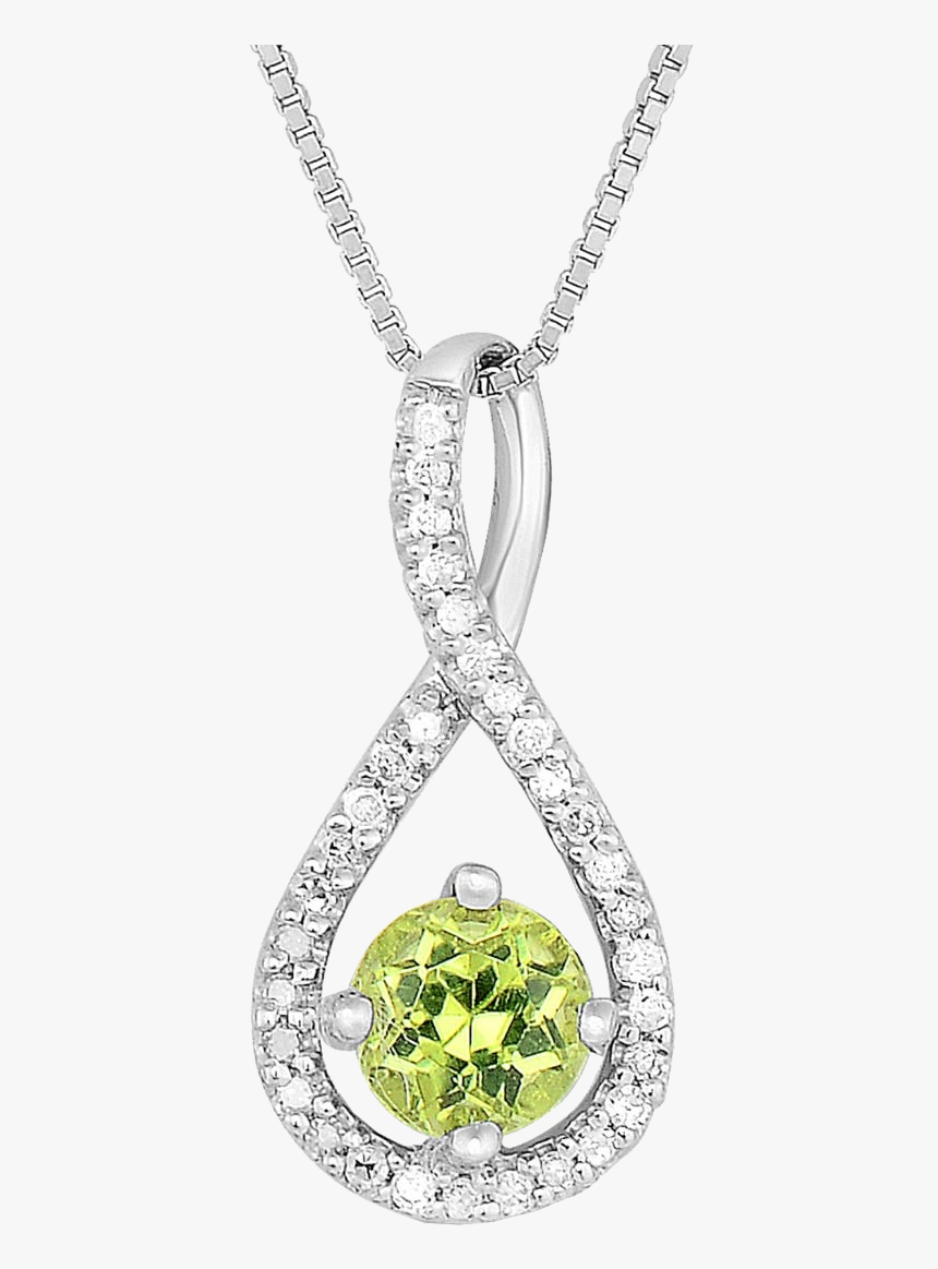 Peridot & Diamond Infinity Drop Pendant In Sterling - Locket, HD Png Download, Free Download