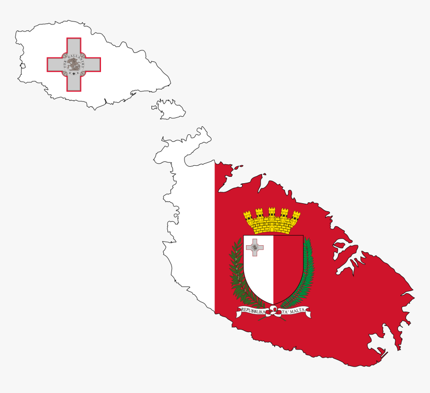 Malta Map Flag With Coat Of Arms Clip Arts - Malta Map And Flag, HD Png Download, Free Download