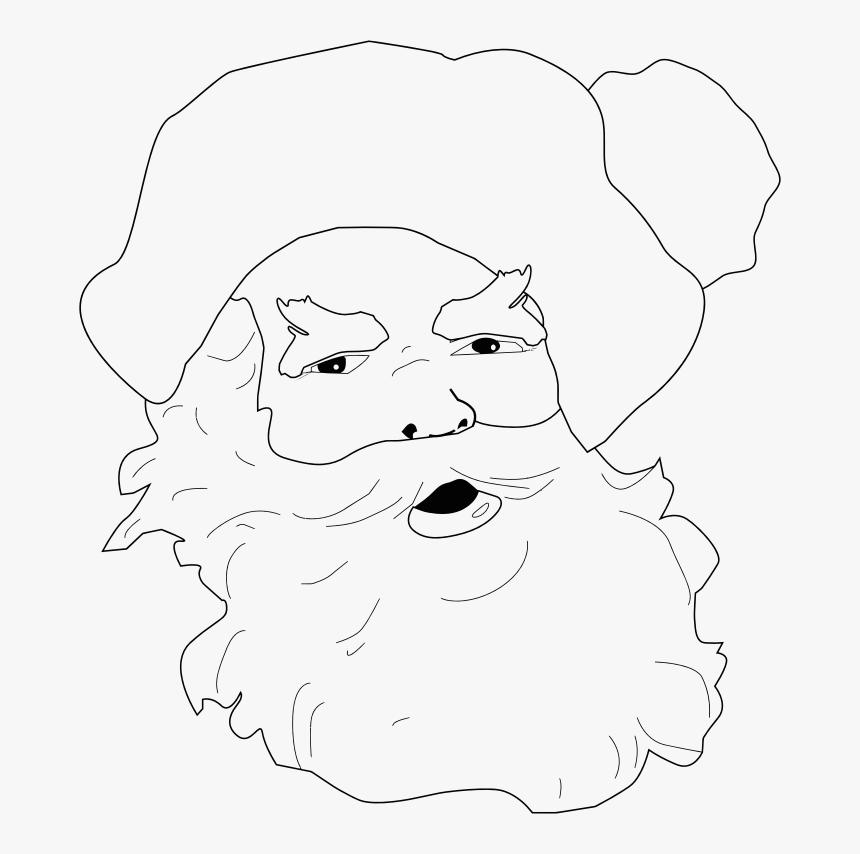 Santa Claus Face Line Art - Line Drawing Of Father Christmas, HD Png Download, Free Download