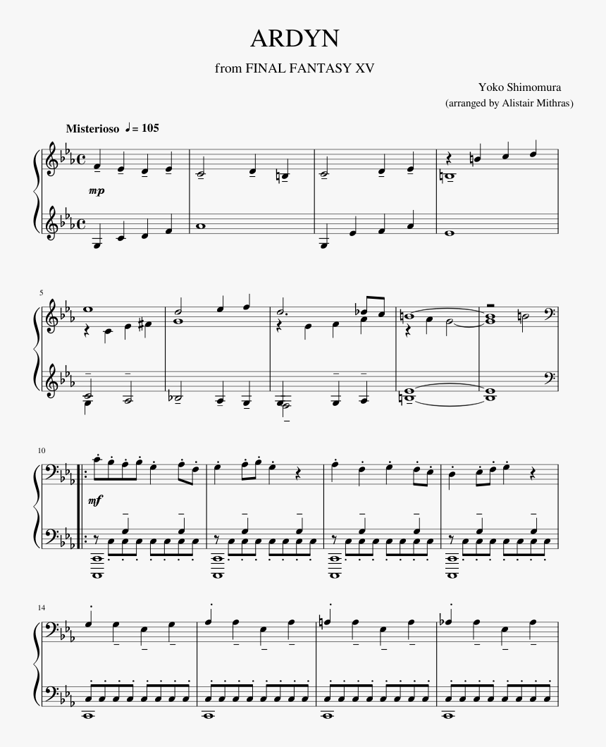 Ardyn Piano Sheet, HD Png Download, Free Download