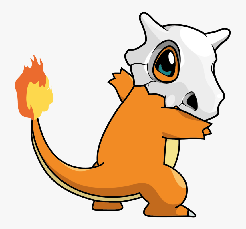 Charmander Cubone By Bunny Vomit - Charmander With Cubone Skull, HD Png Download, Free Download