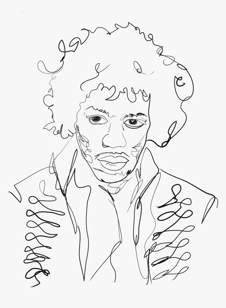 Simple Jimi Hendrix Sketch, HD Png Download, Free Download