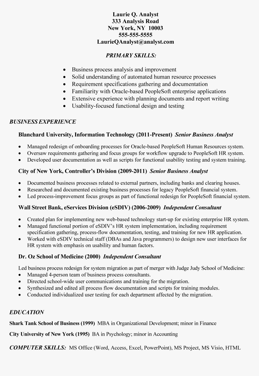 Resume Examples For Business Jobs, HD Png Download, Free Download