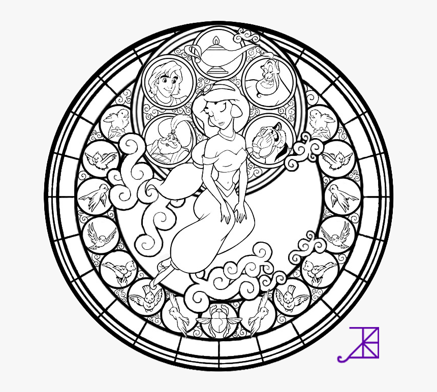 Stained Glass Coloring Pages Disney Princess Jasmine Disney Stained Glass Coloring Pages Hd Png Download Kindpng