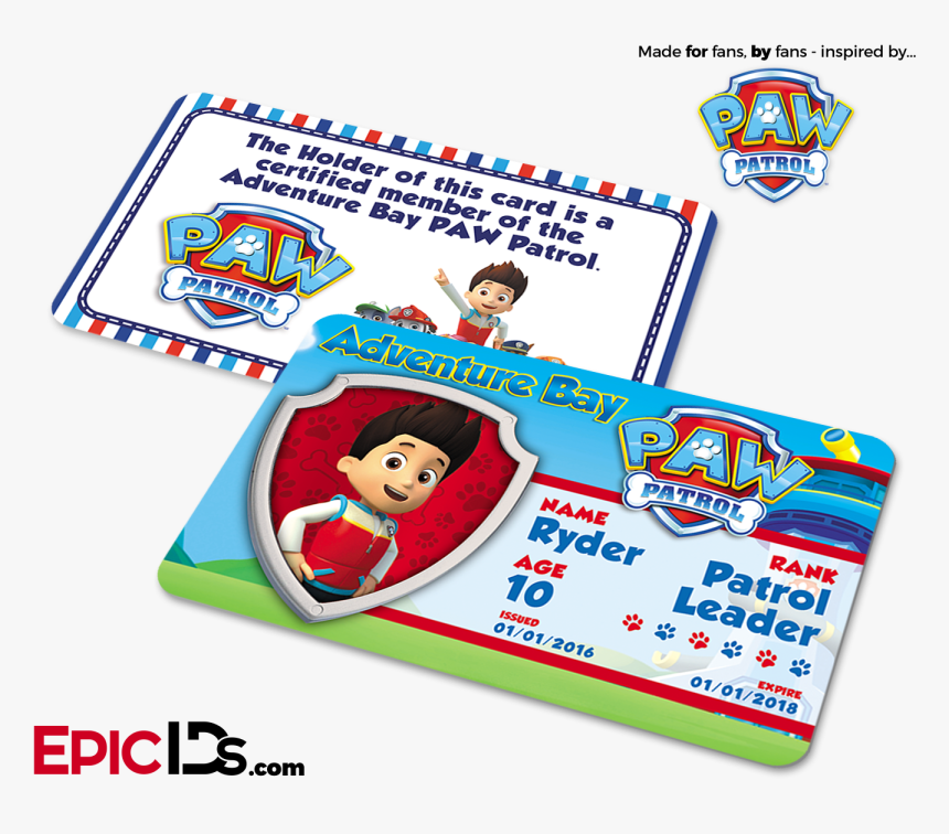 Paw Patrol Inspired Adventure Bay Paw Patrol Id Card - Paw Patrol Birthday Souvenirs, HD Png Download, Free Download